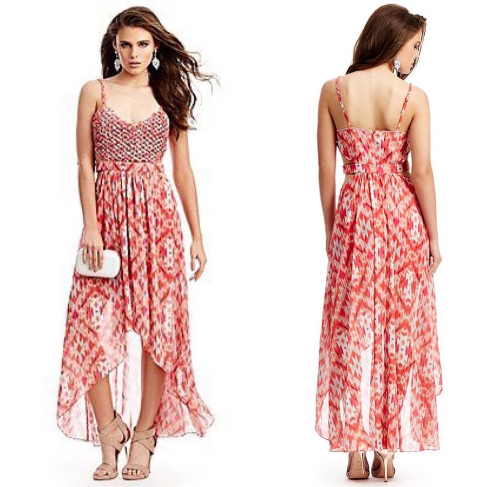 Marciano Eastern Ikat Print Maxi Dress